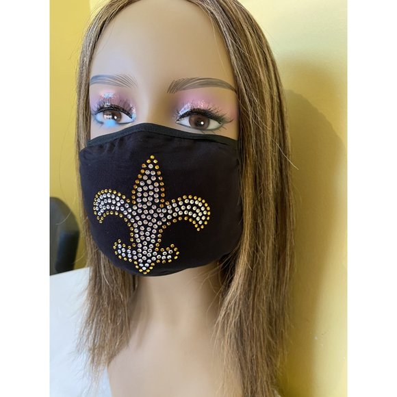 New Orleans Saints Bling Rhinestone Face Mask - Picture 7 of 11